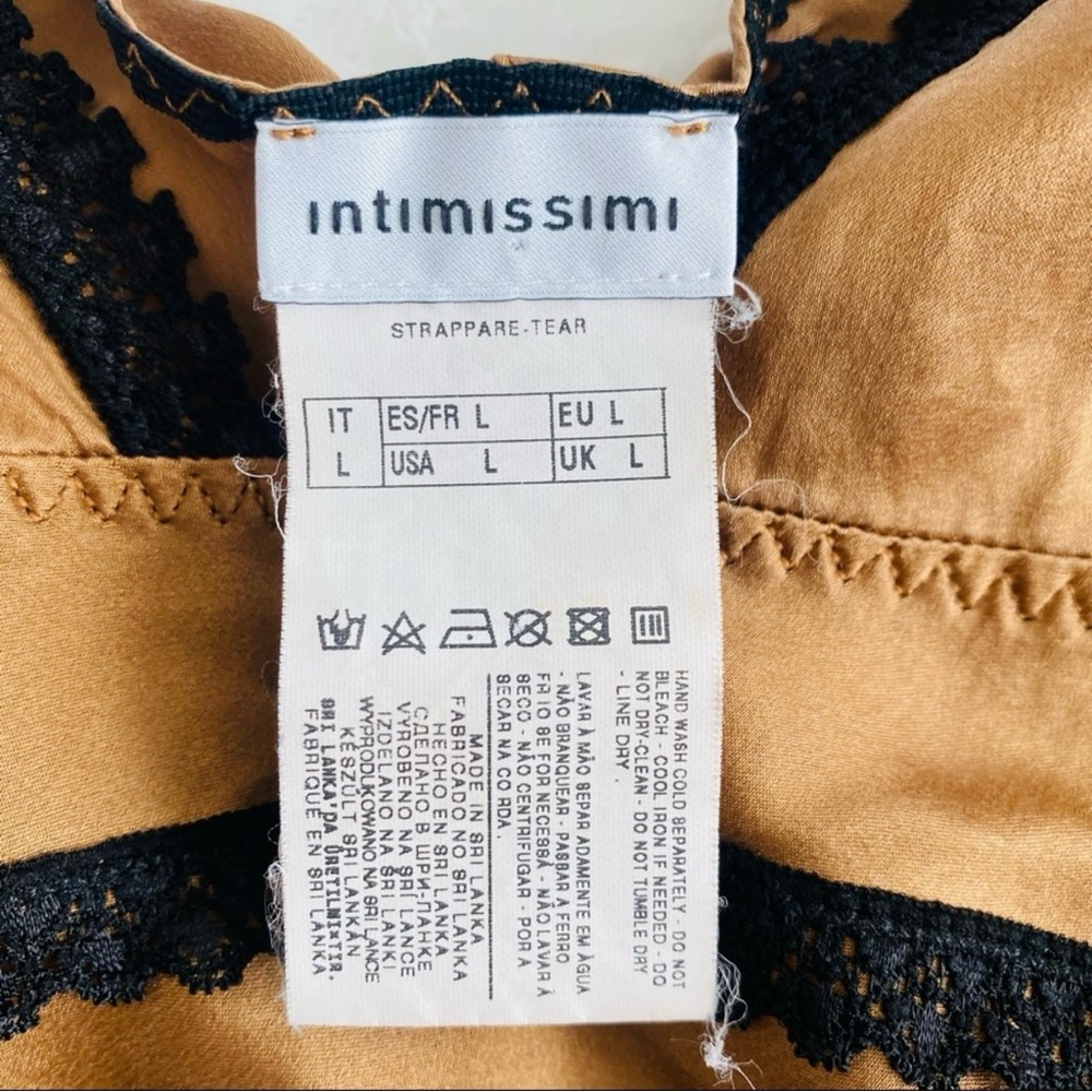 Intimissimi Silk Golden Brown Luxury Stretch Black Sheer Mesh Cami Tank Top L - Picture 3 of 6